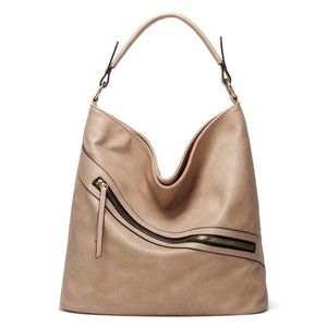 NWT Handbag  Large Size Hobo Bag / Purse Faux Leather Apricot